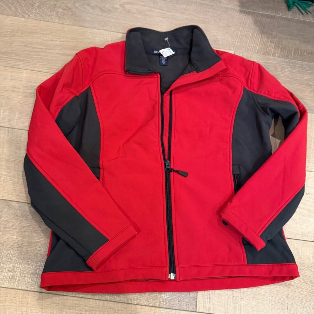 DEVON & JONES WOMENS RED BLACK FLEECE JACKET COAT NWOT M